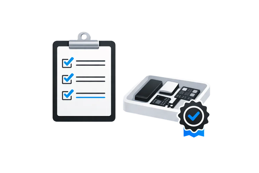 Ejemplo de checklist, sellos y garantía por escrito